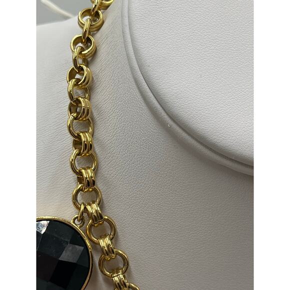 Kate Spade New York Connect Four Black Rhinestone Gold Statement Bib Necklace - Picture 3 of 14